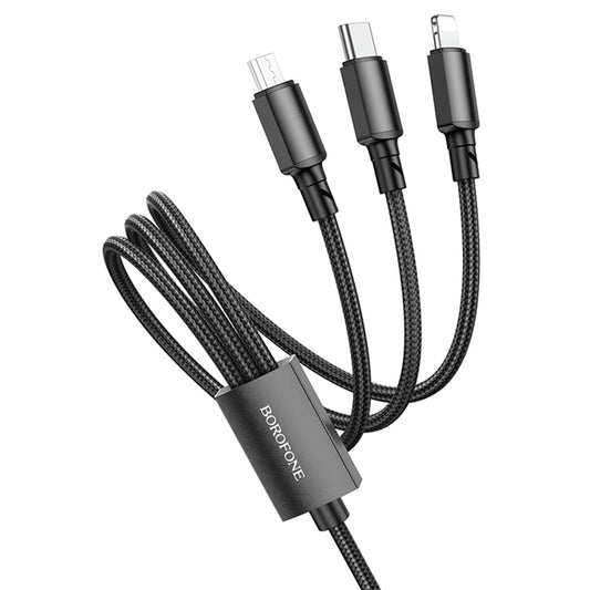 Nabíjecí kabel USB-A - Lightning / microUSB / USB-C Borofone BX72, 18W, 1m, černý