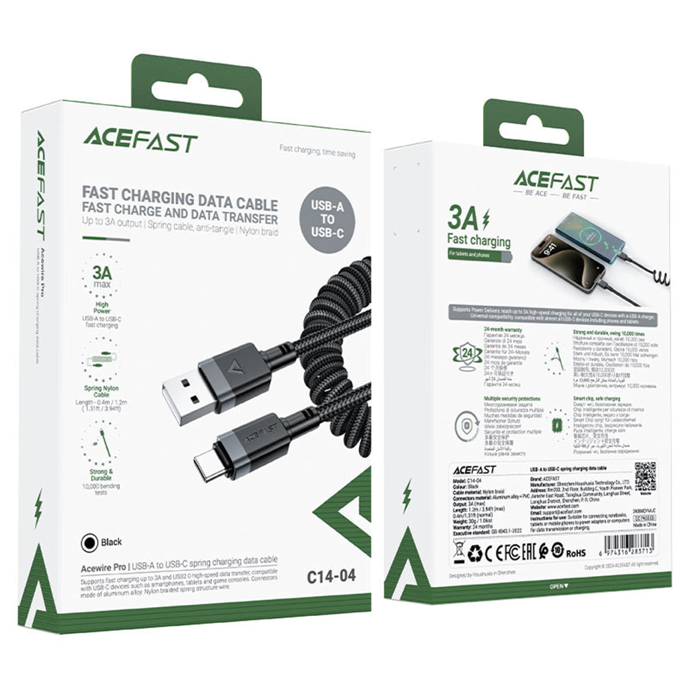 Datový a nabíjecí kabel USB-A - USB-C Acefast C14-04, 18W, 1.2m, černý