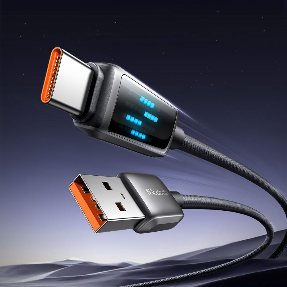 Datový a nabíjecí kabel USB-A - USB-C McDodo CA-2350 Display, 100W, 1.2m, Černý