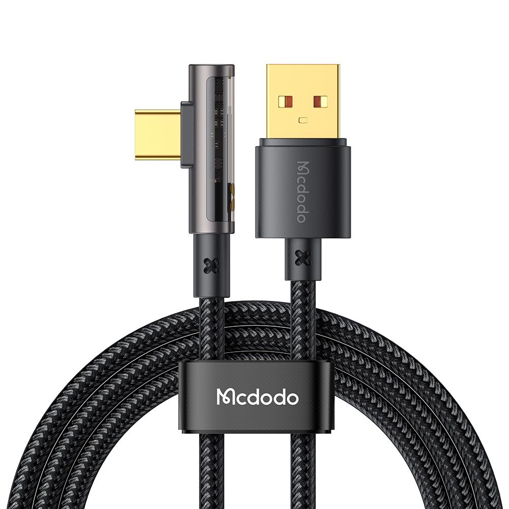Datový a nabíjecí kabel USB-A - USB-C McDodo CA-3380 Angled, 100W, 1.2m, Černý