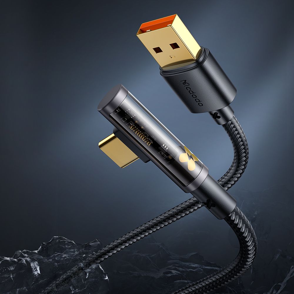 Datový a nabíjecí kabel USB-A - USB-C McDodo CA-3380 Angled, 100W, 1.2m, Černý