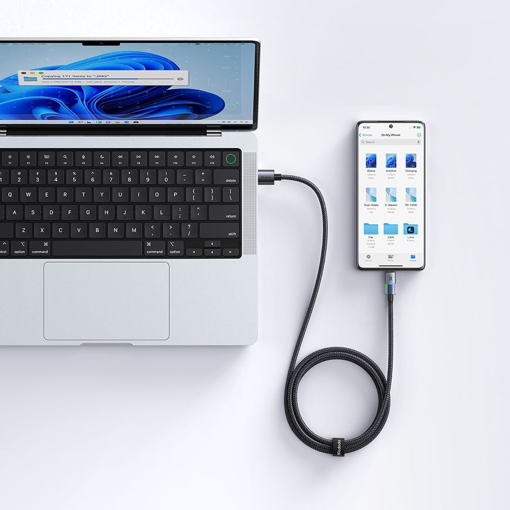 Datový a nabíjecí kabel USB-A - USB-C McDodo CA-8180 Colorful, 66W, 1.2m, černý