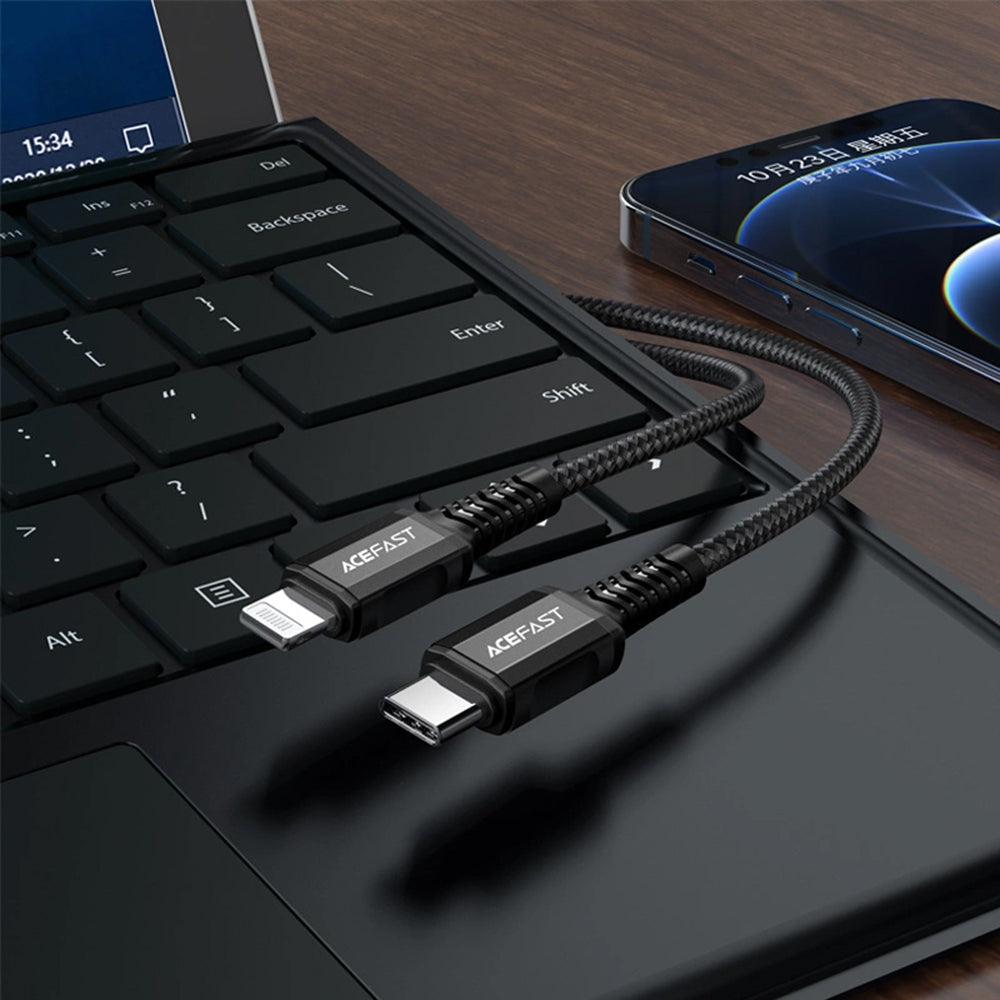 Datový a nabíjecí kabel USB-C - Lightning Acefast C1-01, 30W, 1.2m, černý