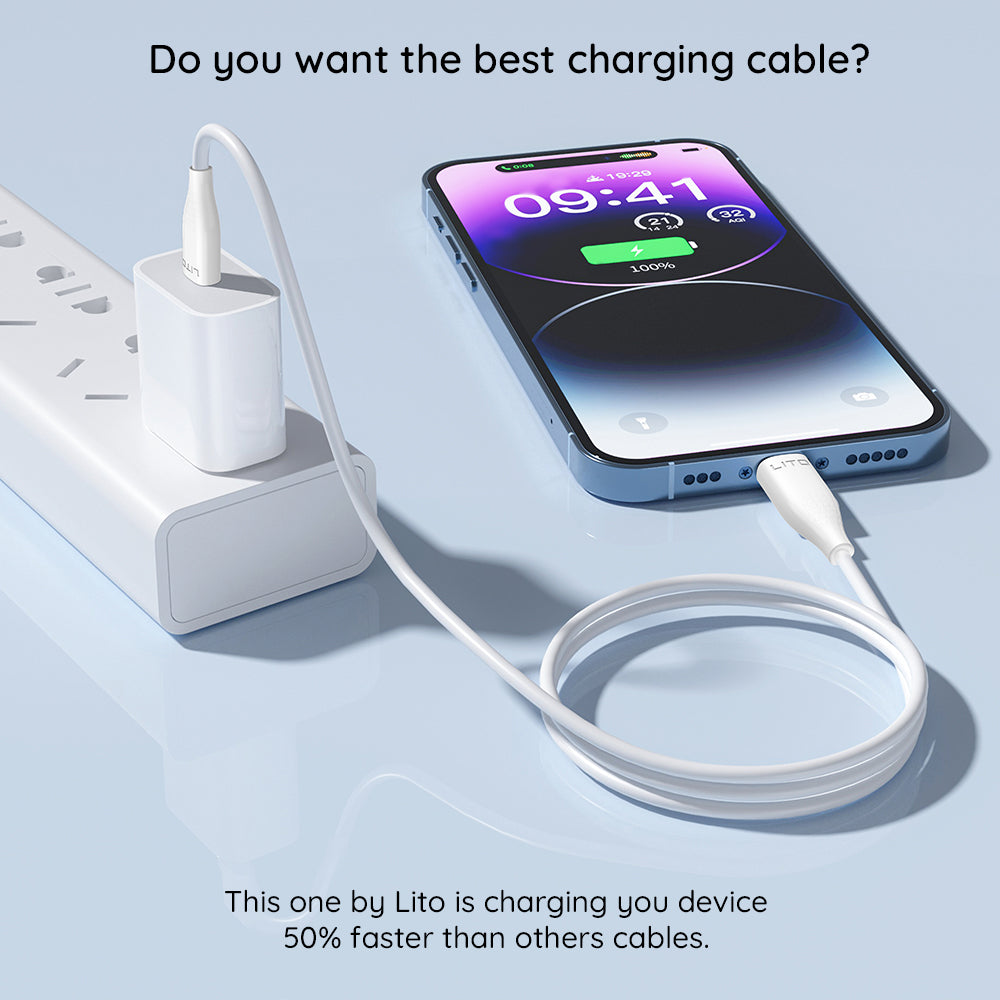 Datový a nabíjecí kabel USB-C - Lightning Lito LD03, 27W, 1m, Bílý