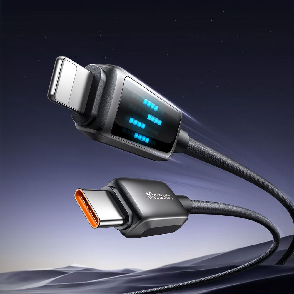Datový a nabíjecí kabel USB-C - Lightning McDodo CA-2630 Display, 36W, 1.2m, černý