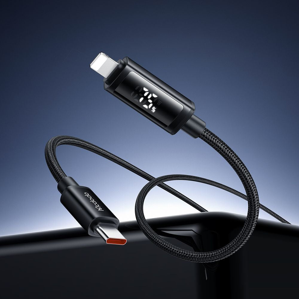 Datový a nabíjecí kabel USB-C - Lightning McDodo CA-7990 Display, 36W, 1.2m, Černý