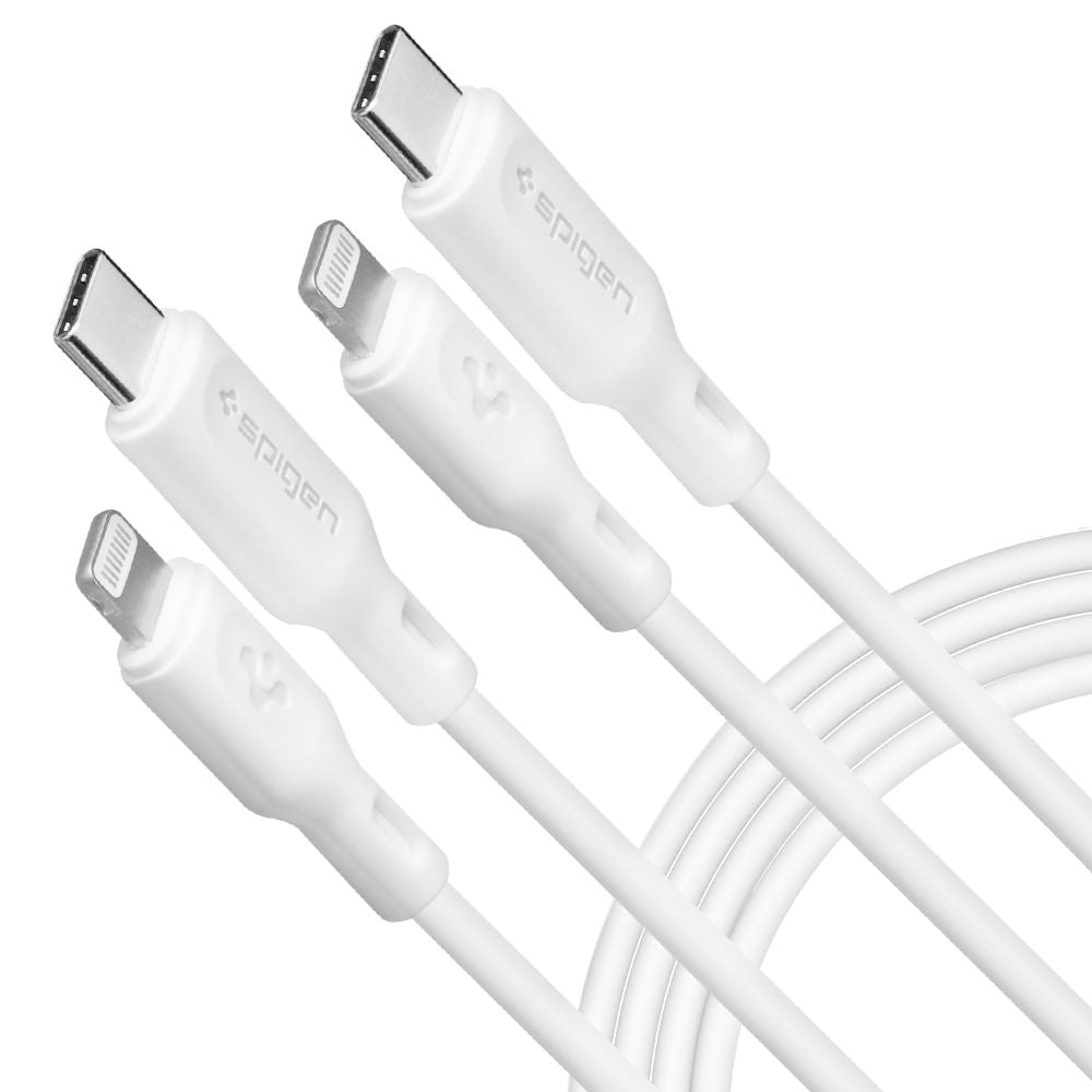 Datový a nabíjecí kabel USB-C - Lightning Spigen Durasync, 20W, 1m, bílý, sada 2 kusy