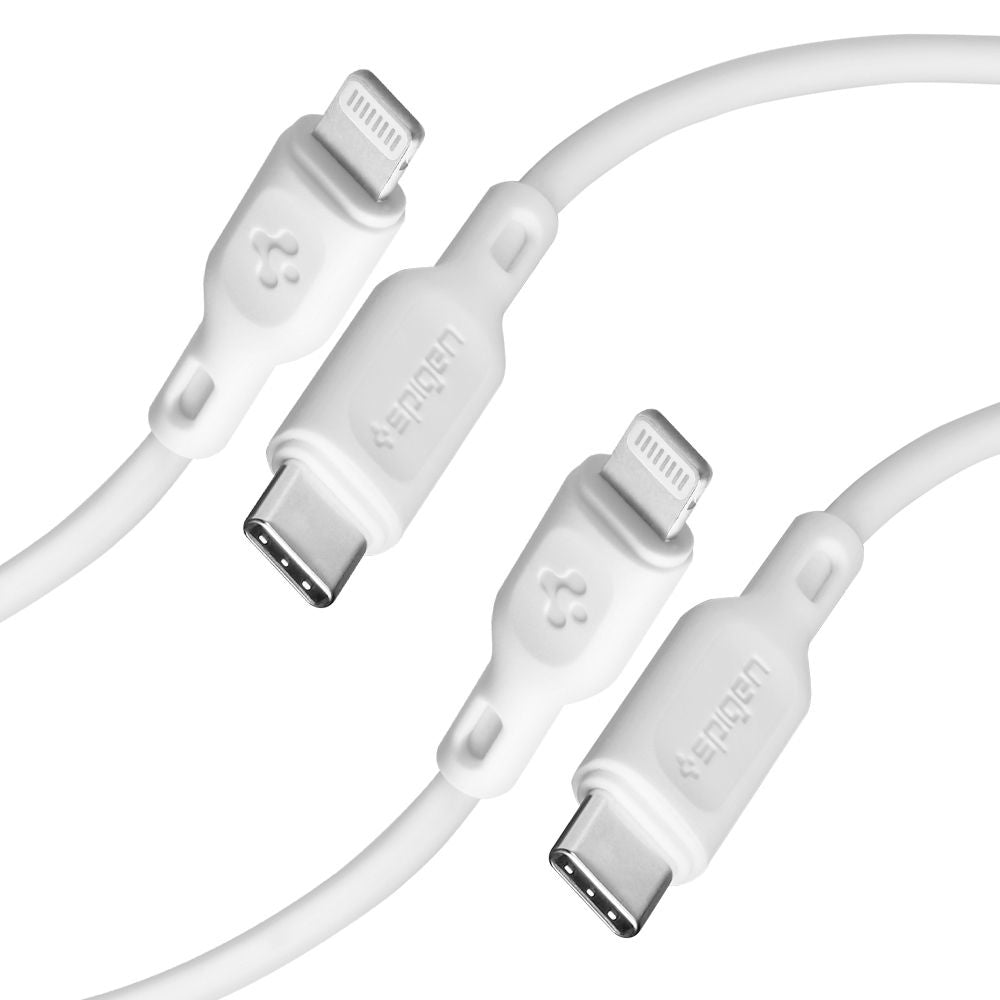 Datový a nabíjecí kabel USB-C - Lightning Spigen Durasync, 20W, 1m, bílý, sada 2 kusy