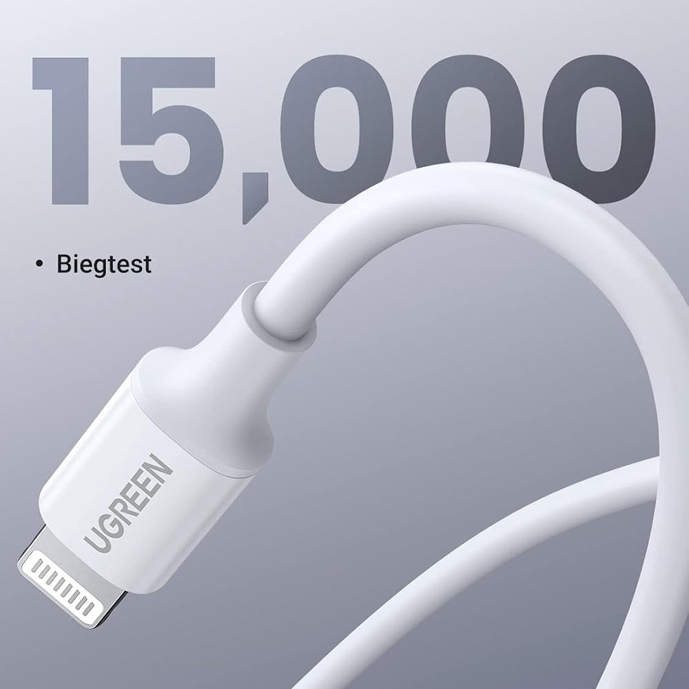 Datový a nabíjecí kabel USB-C - Lightning UGREEN US171 (10493), 20W, 1m, bílý