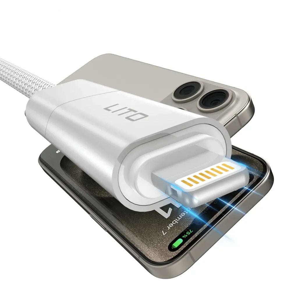 Datový a nabíjecí kabel USB-C / USB-A - USB-C / Lightning Lito LD21, 100W, 1m, Bílý