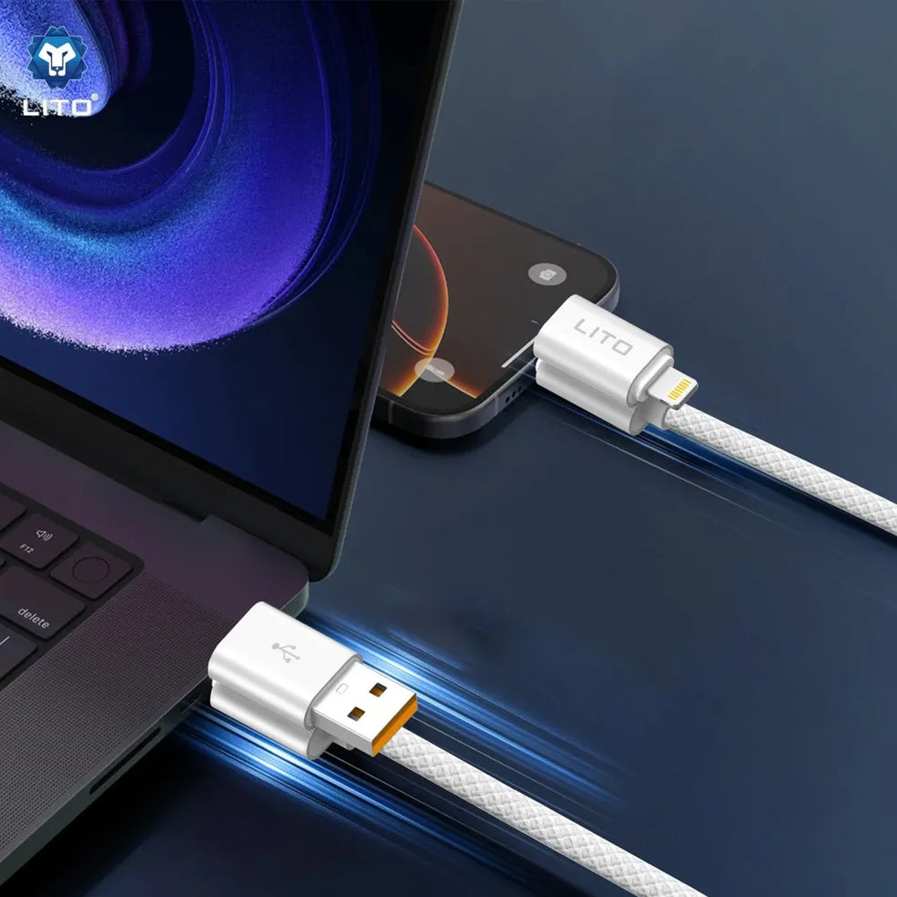Datový a nabíjecí kabel USB-C / USB-A - USB-C / Lightning Lito LD21, 100W, 1m, Bílý