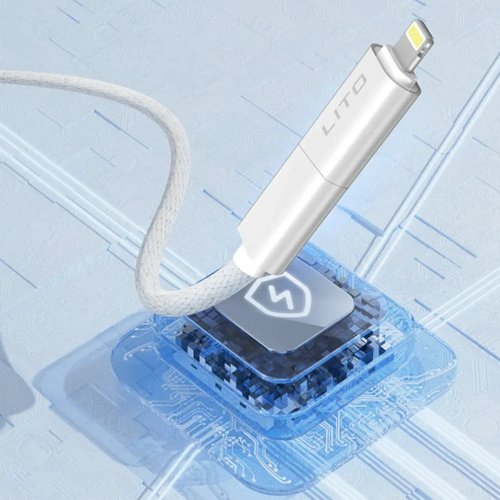 Datový a nabíjecí kabel USB-C / USB-A - USB-C / Lightning Lito LD21, 100W, 1m, Bílý
