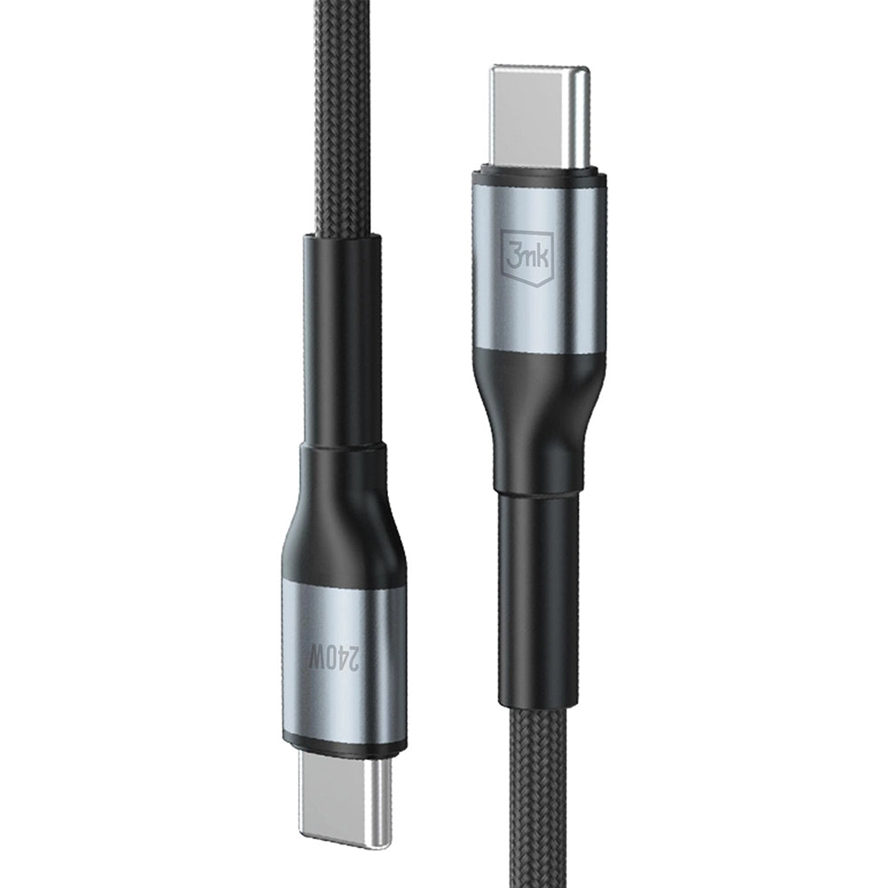 Datový a nabíjecí kabel USB-C - USB-C 3MK Hyper, 240W, 2m, Černý