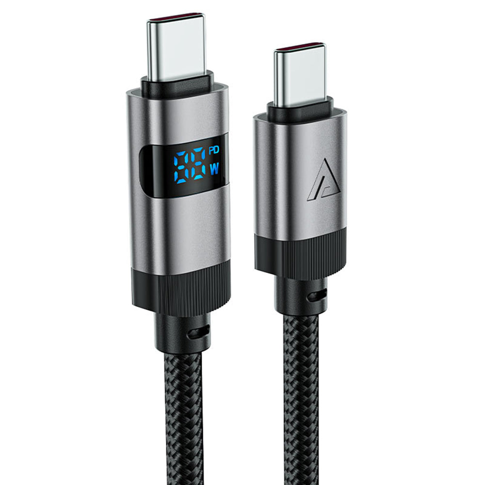 Datový a nabíjecí kabel USB-C - USB-C Acefast C15-03 Display, 60W, 1.2m, Černý