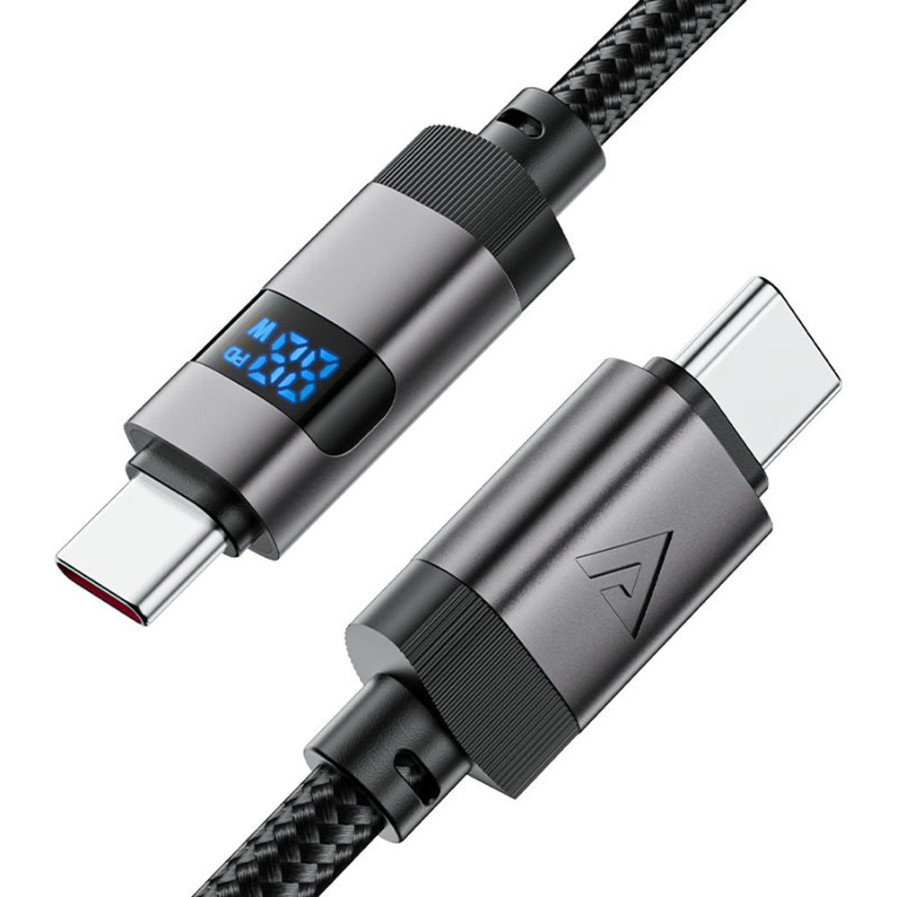 Datový a nabíjecí kabel USB-C - USB-C Acefast C15-03 Display, 60W, 1.2m, Černý