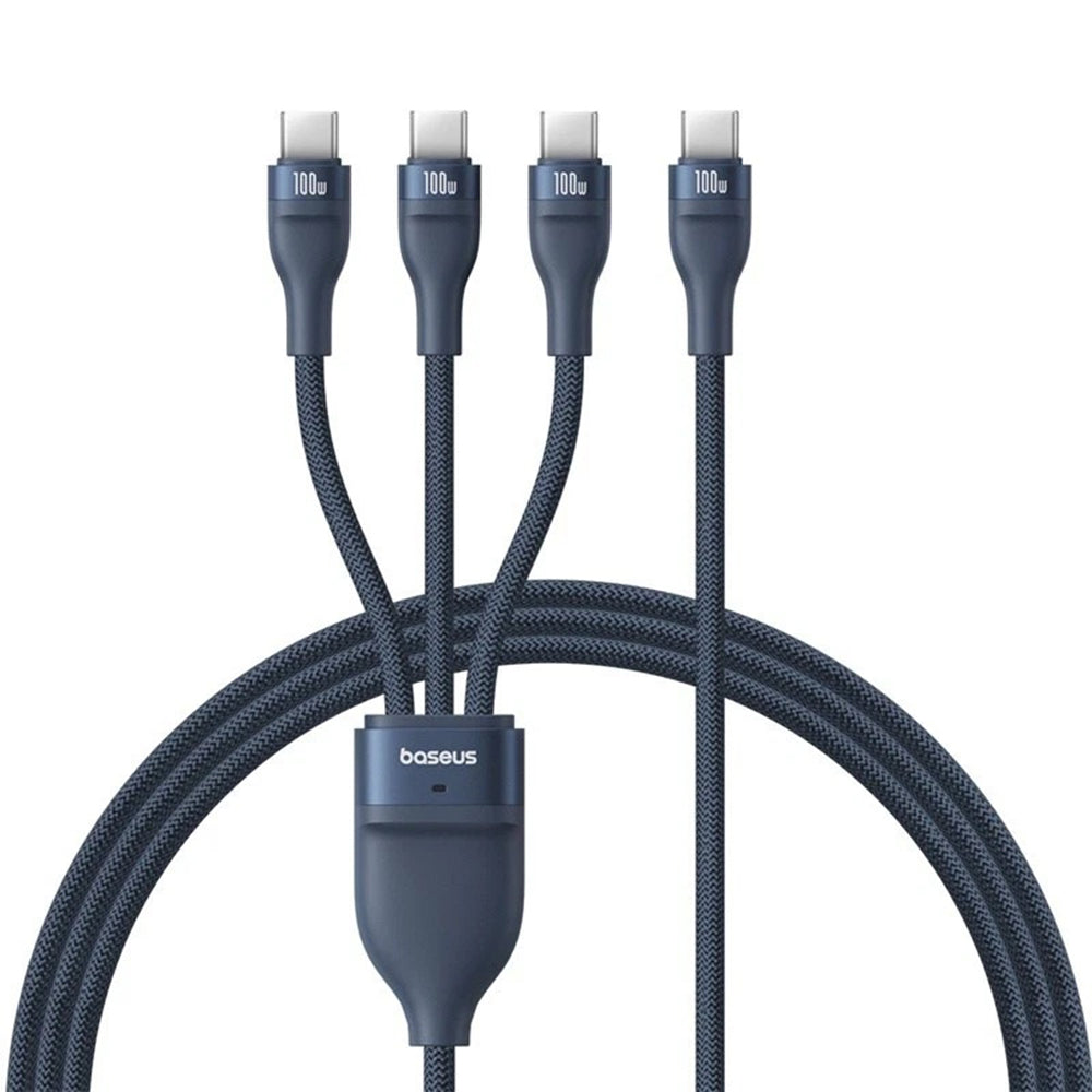 Nabíjecí kabel USB-C - 3 x USB-C Baseus Flash Series III 3v1, 100W, 1.5m, Modrý P10377503321-00