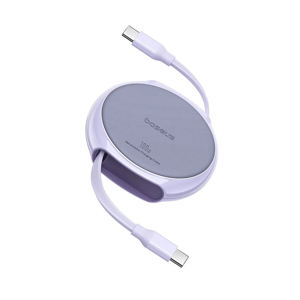 Datový a nabíjecí kabel USB-C - USB-C Baseus Pathfinder Retractable, 100W, 1m, Fialový P10368400511-00