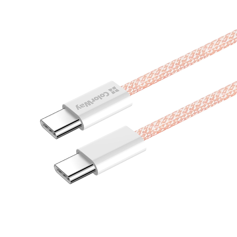 Datový a nabíjecí kabel USB-C - USB-C ColorWay CW-CBPDCC061, 60W, 1m, Růžový