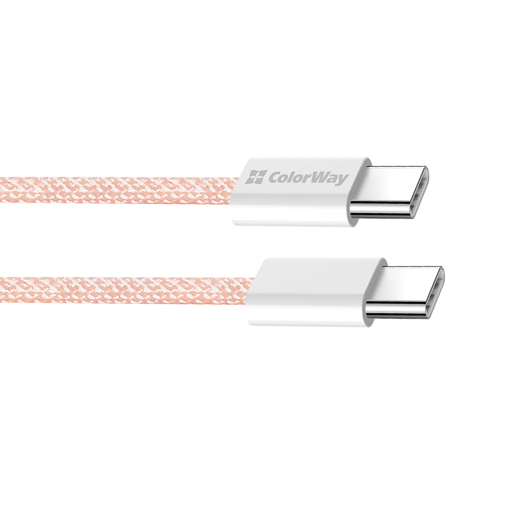 Datový a nabíjecí kabel USB-C - USB-C ColorWay CW-CBPDCC061, 60W, 1m, Růžový