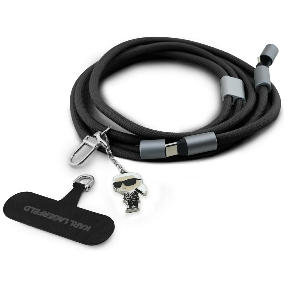 Datový a nabíjecí kabel USB-C - USB-C Karl Lagerfeld Ikonik Charm, 100W, 1,5m, černý
