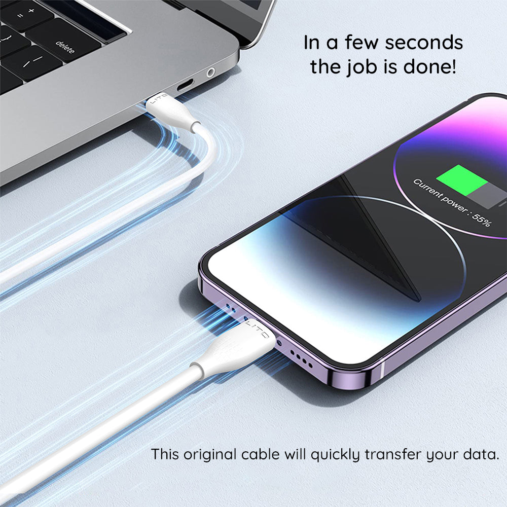 Datový a nabíjecí kabel USB-C - USB-C Lito LD03, 60W, 1m, Bílý