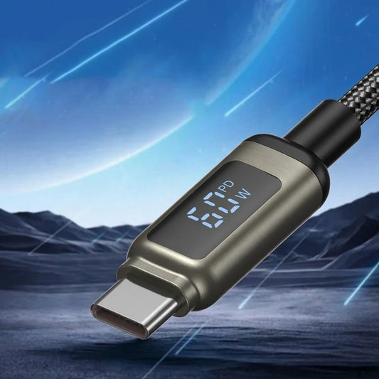 Datový a nabíjecí kabel USB-C - USB-C Lito LD15 Display, 60W, 1m, Černý