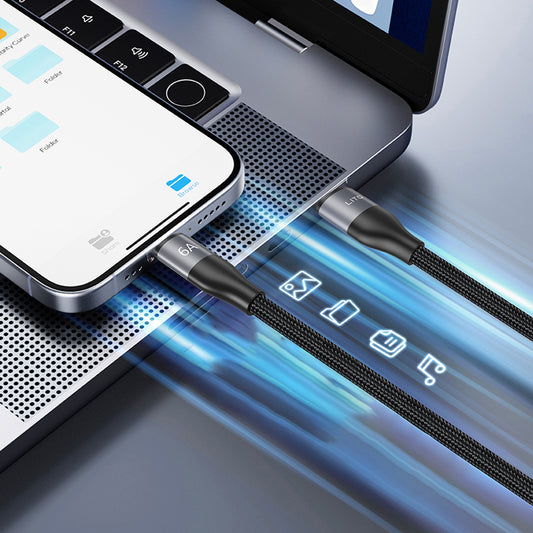 Datový a nabíjecí kabel USB-C - USB-C Lito LD25CC, 100W, 2m, šedý