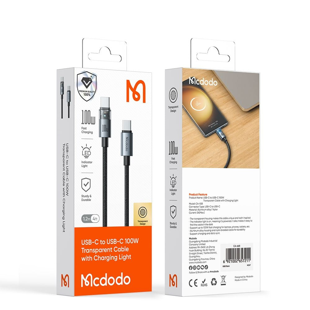 Datový a nabíjecí kabel USB-C - USB-C McDodo CA-5581, 100W, 1.2m, Zlatý