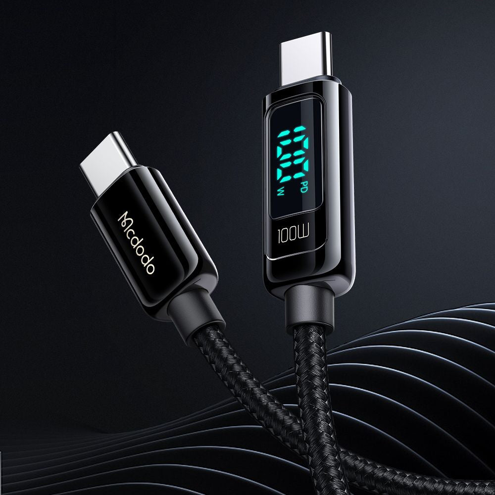 Datový a nabíjecí kabel USB-C - USB-C McDodo CA-8820 Display, 100W, 1.2m, černý