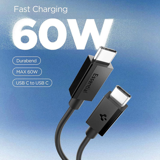 Datový a nabíjecí kabel USB-C - USB-C Spigen EB6015CC, 60W, 1,5m, černý ACA10417