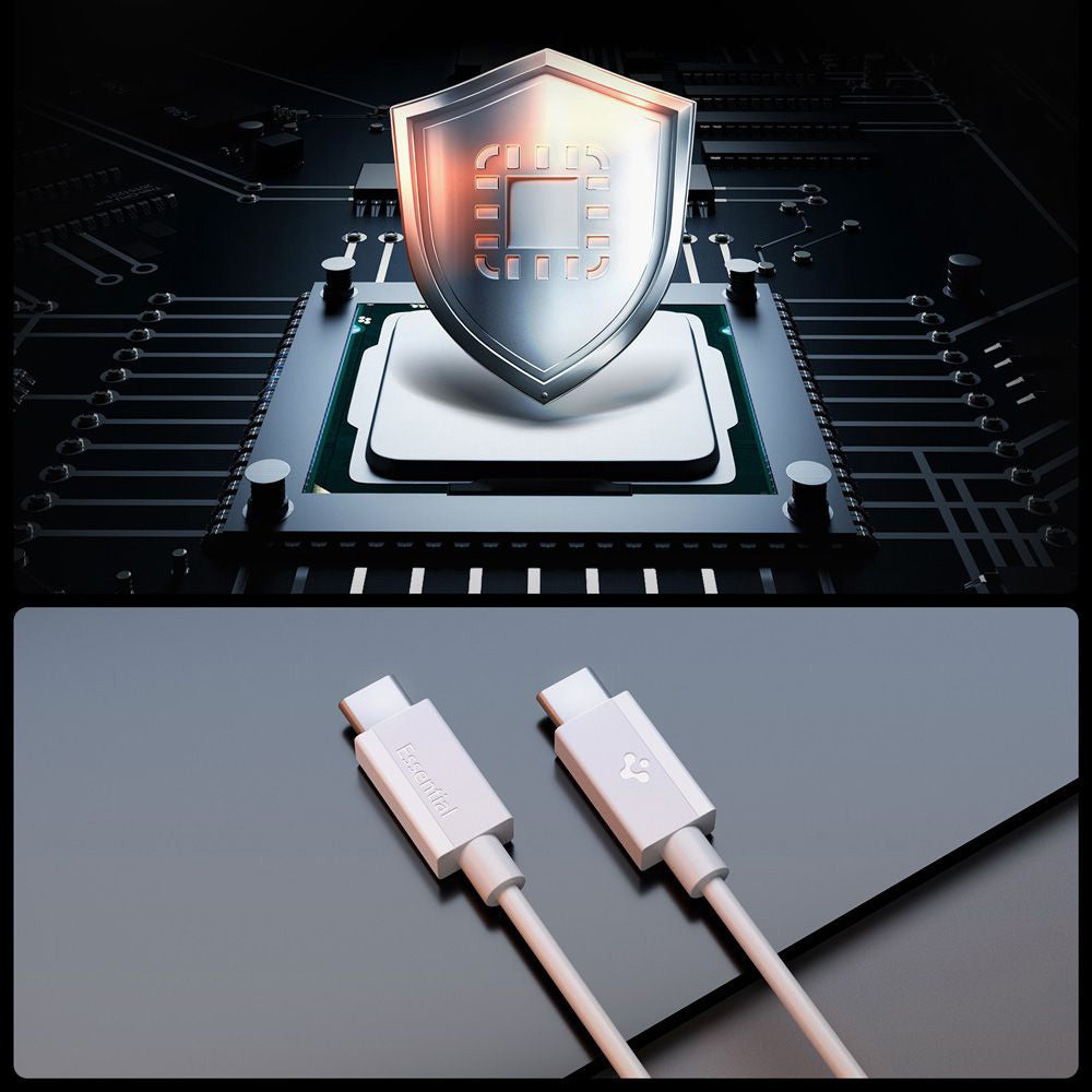 Datový a nabíjecí kabel USB-C - USB-C Spigen Essential, 60W, 2m, bílý ACA08719