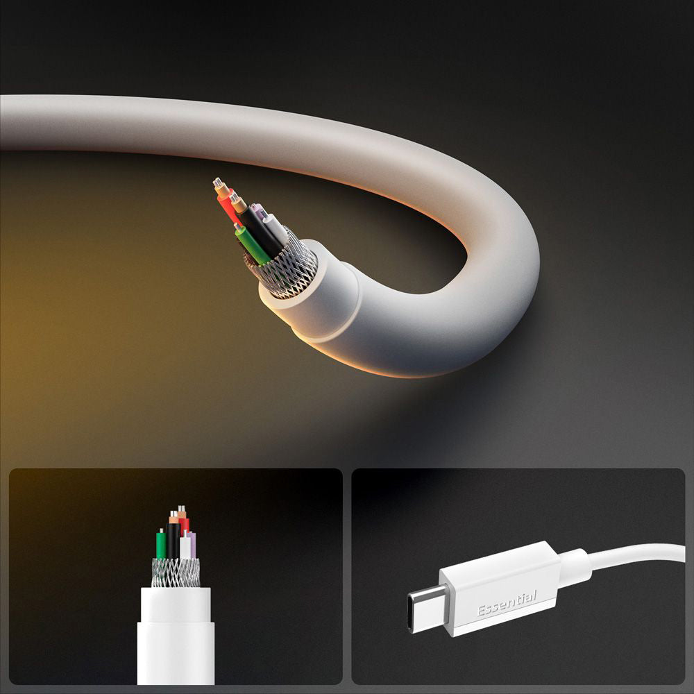 Datový a nabíjecí kabel USB-C - USB-C Spigen Essential, 60W, 2m, bílý ACA08719