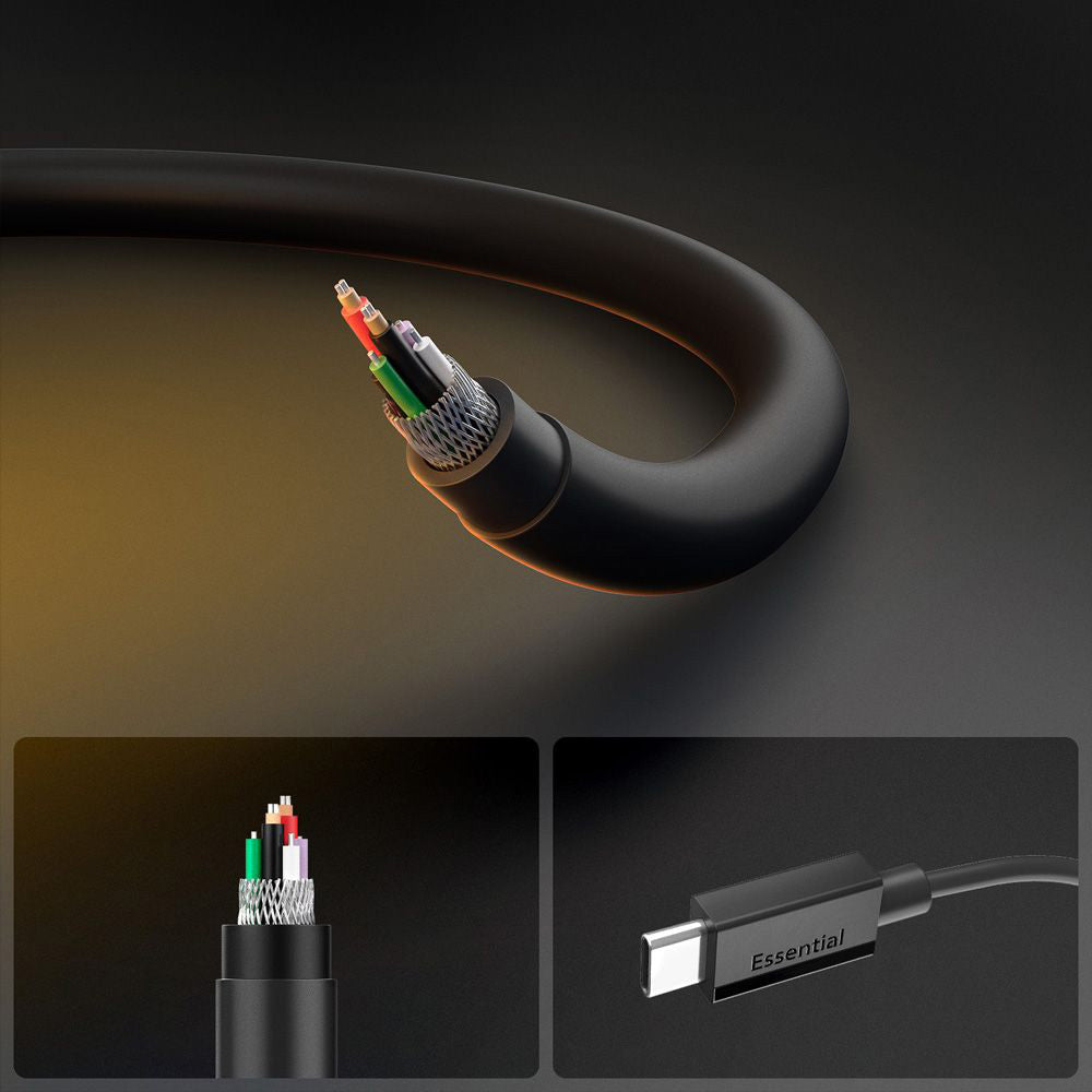 Datový a nabíjecí kabel USB-C - USB-C Spigen Essential, 60W, 2m, Černý ACA08720