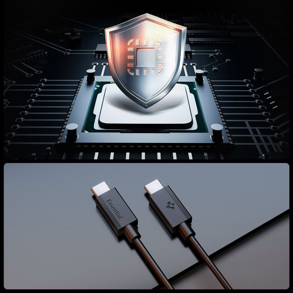 Datový a nabíjecí kabel USB-C - USB-C Spigen Essential, 60W, 2m, Černý ACA08720