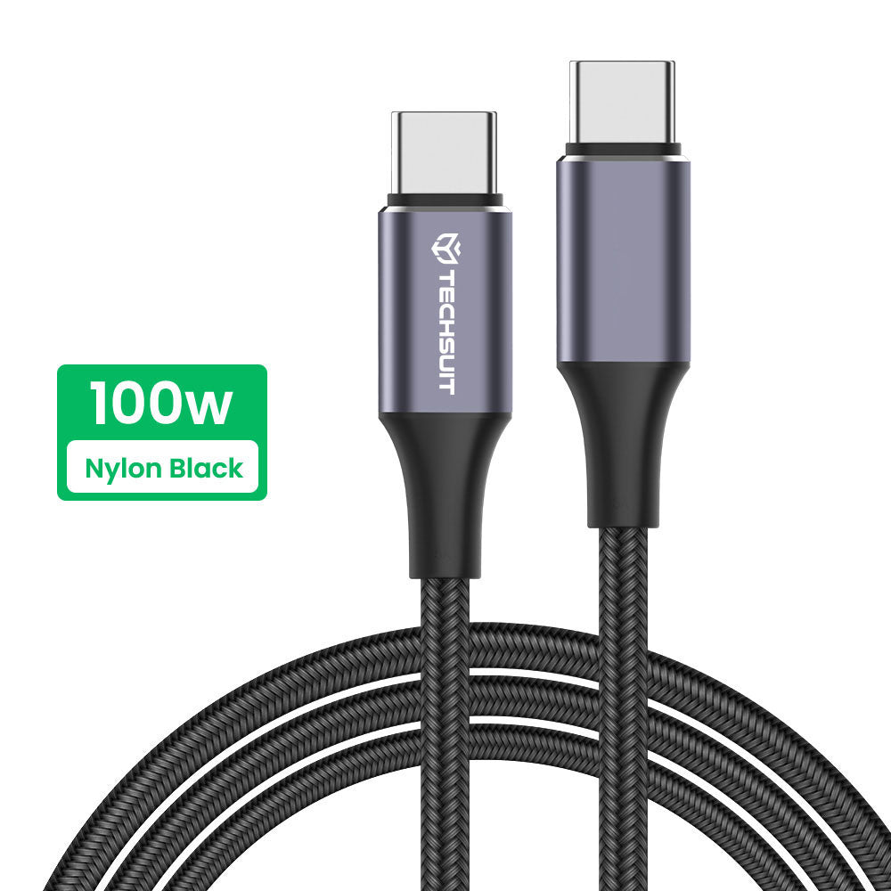 Datový a nabíjecí kabel USB-C - USB-C Techsuit PCB018, 100W, 1m, Černý