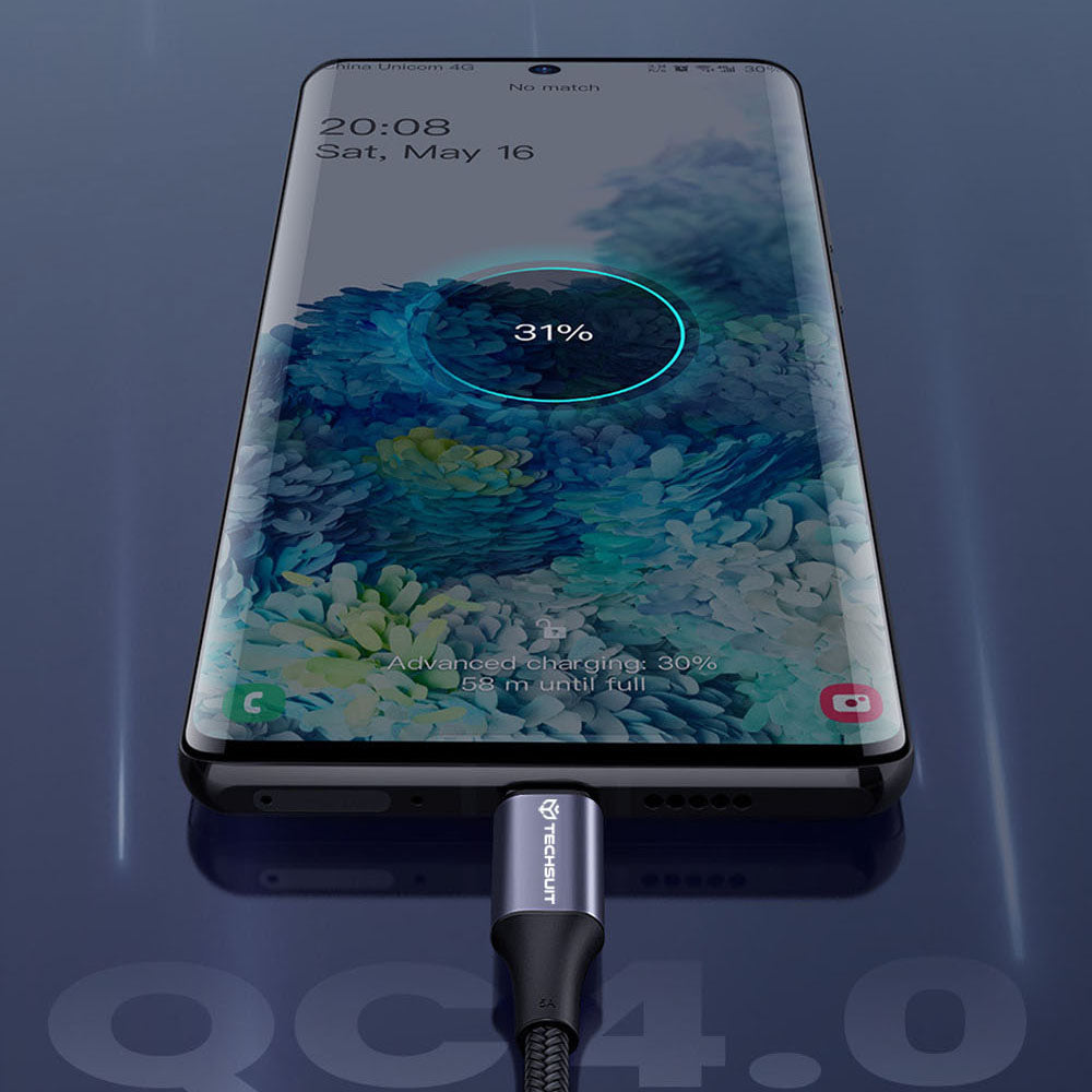 Datový a nabíjecí kabel USB-C - USB-C Techsuit PCB018, 100W, 1m, Černý