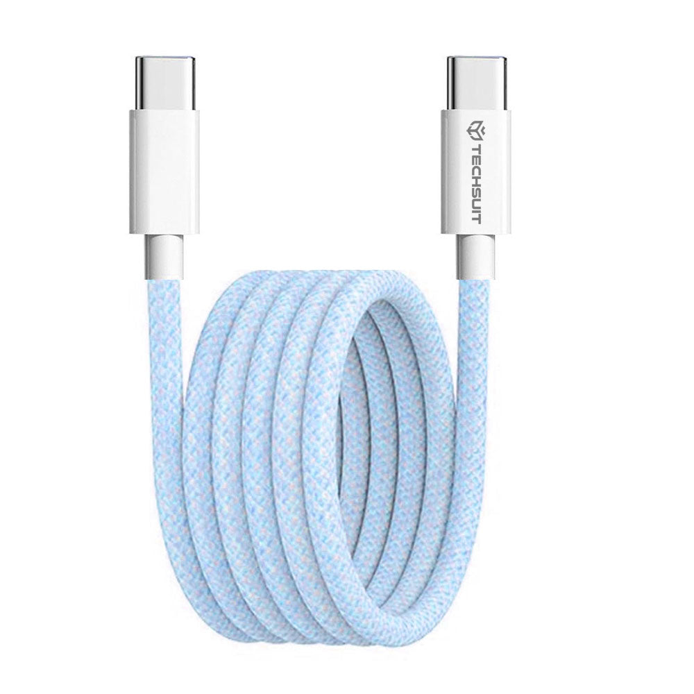 Datový a nabíjecí kabel USB-C - USB-C Techsuit PCB114D, 60W, 1m, Modrý