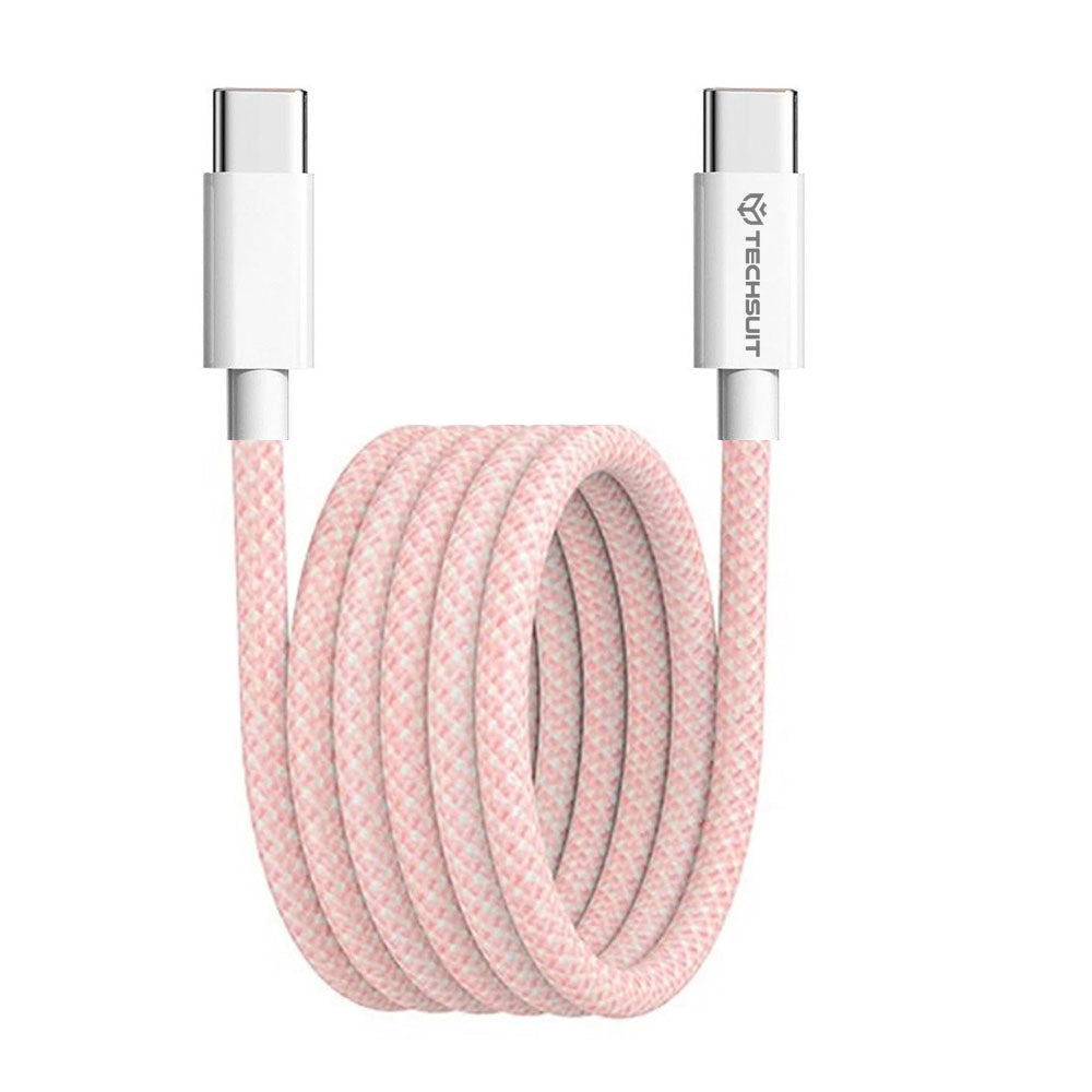 Datový a nabíjecí kabel USB-C - USB-C Techsuit PCB114D, 60W, 1m, Růžový