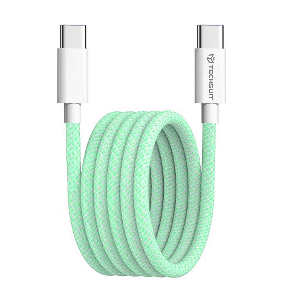 Datový a nabíjecí kabel USB-C - USB-C Techsuit PCB114D, 60W, 1m, Zelený