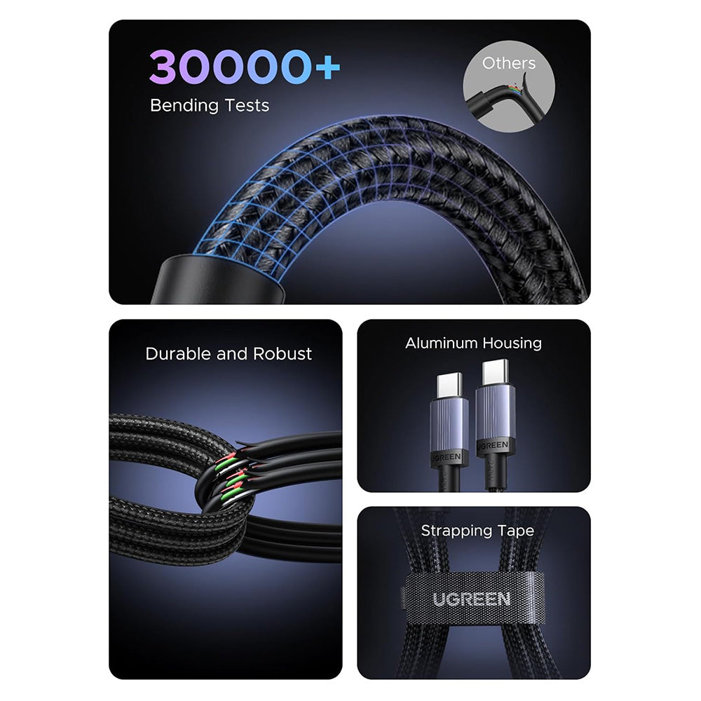 Datový a nabíjecí kabel USB-C - USB-C UGREEN L532, 240W, 0.5m, šedý