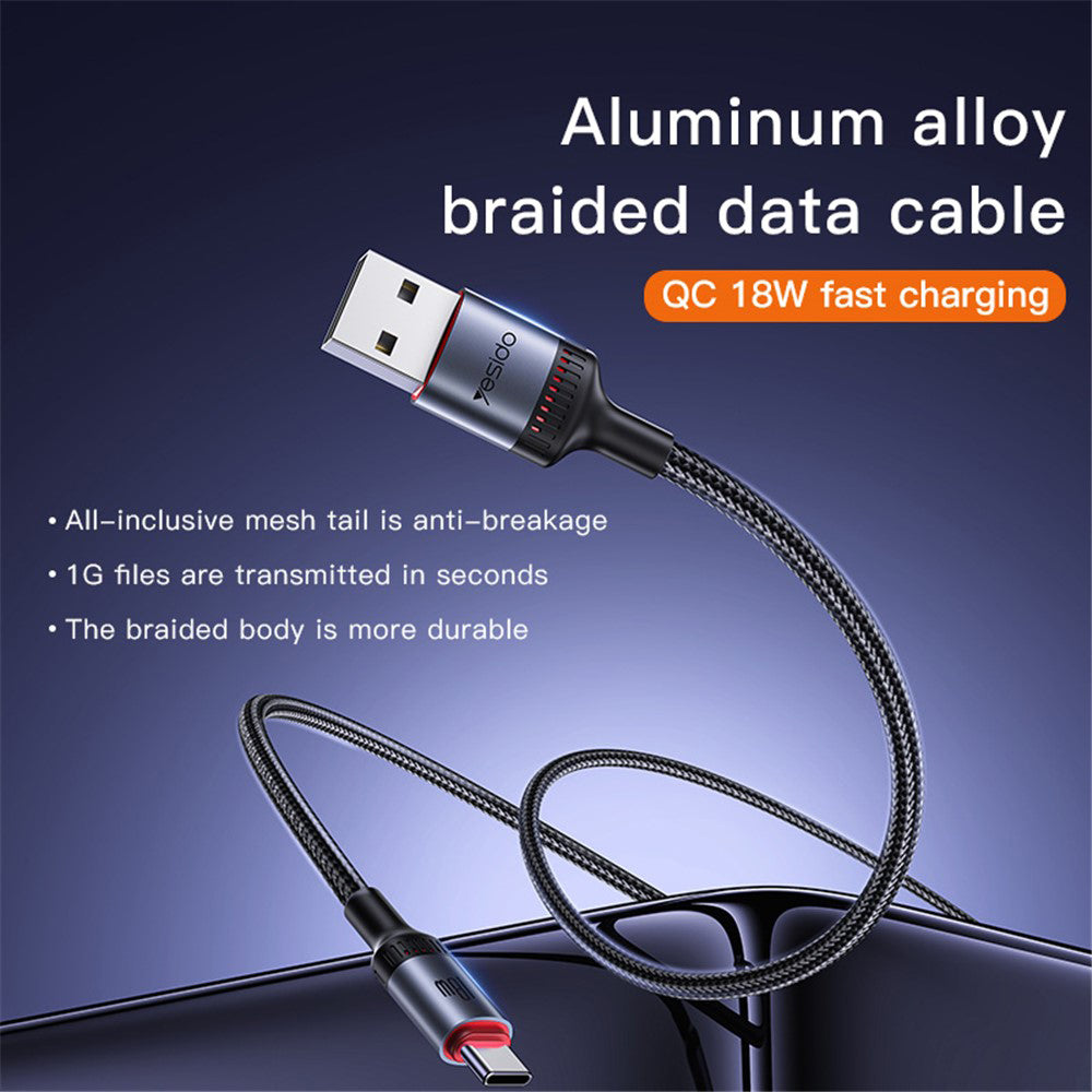 Datový a nabíjecí kabel USB-C - USB-C Yesido CA183, 60W, 2m, černý
