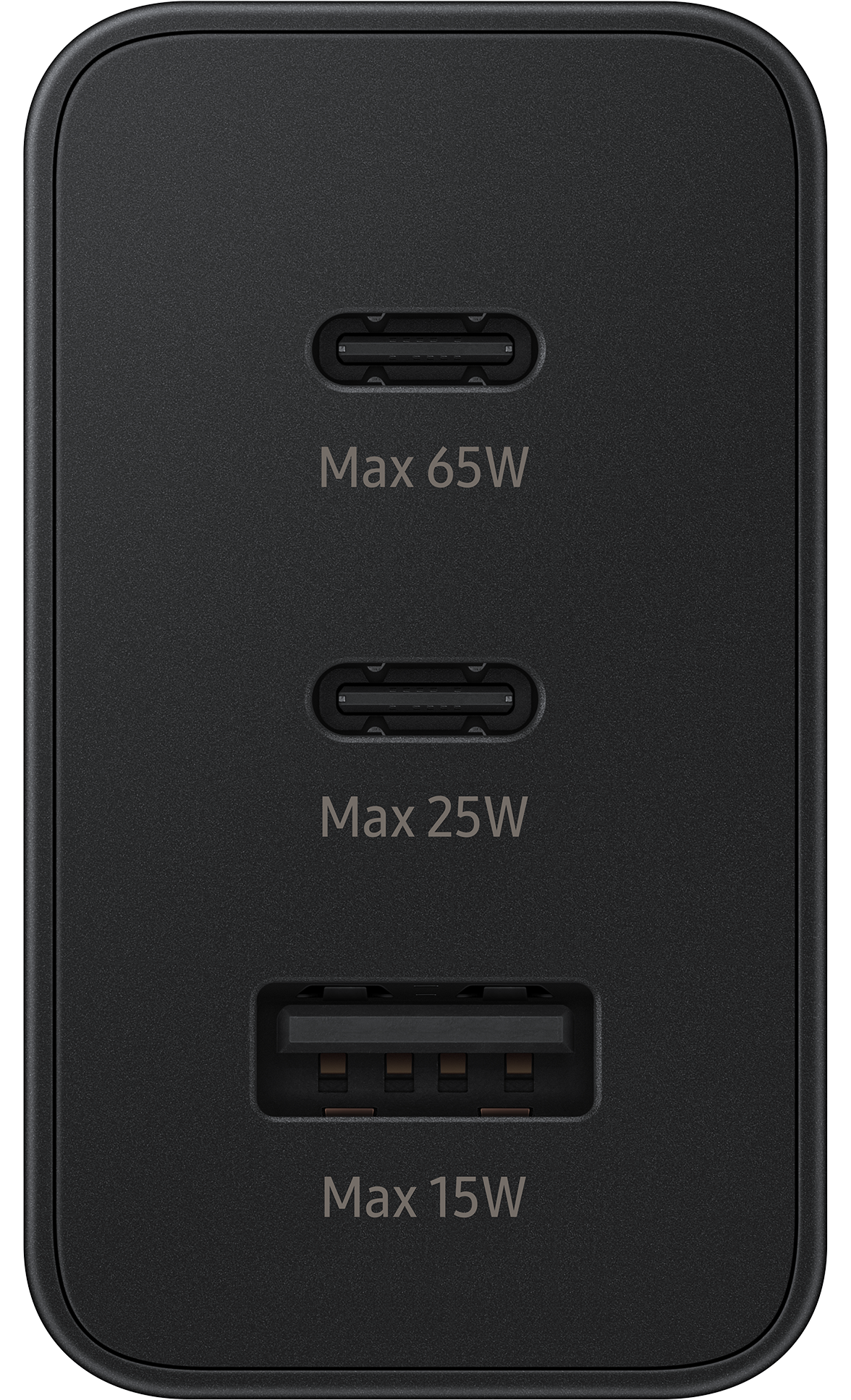 Síťová nabíječka Samsung Trio, 65 W, 3,5 A, 1 x USB-A - 2 x USB-C, černá EP-T6530NBEGEU