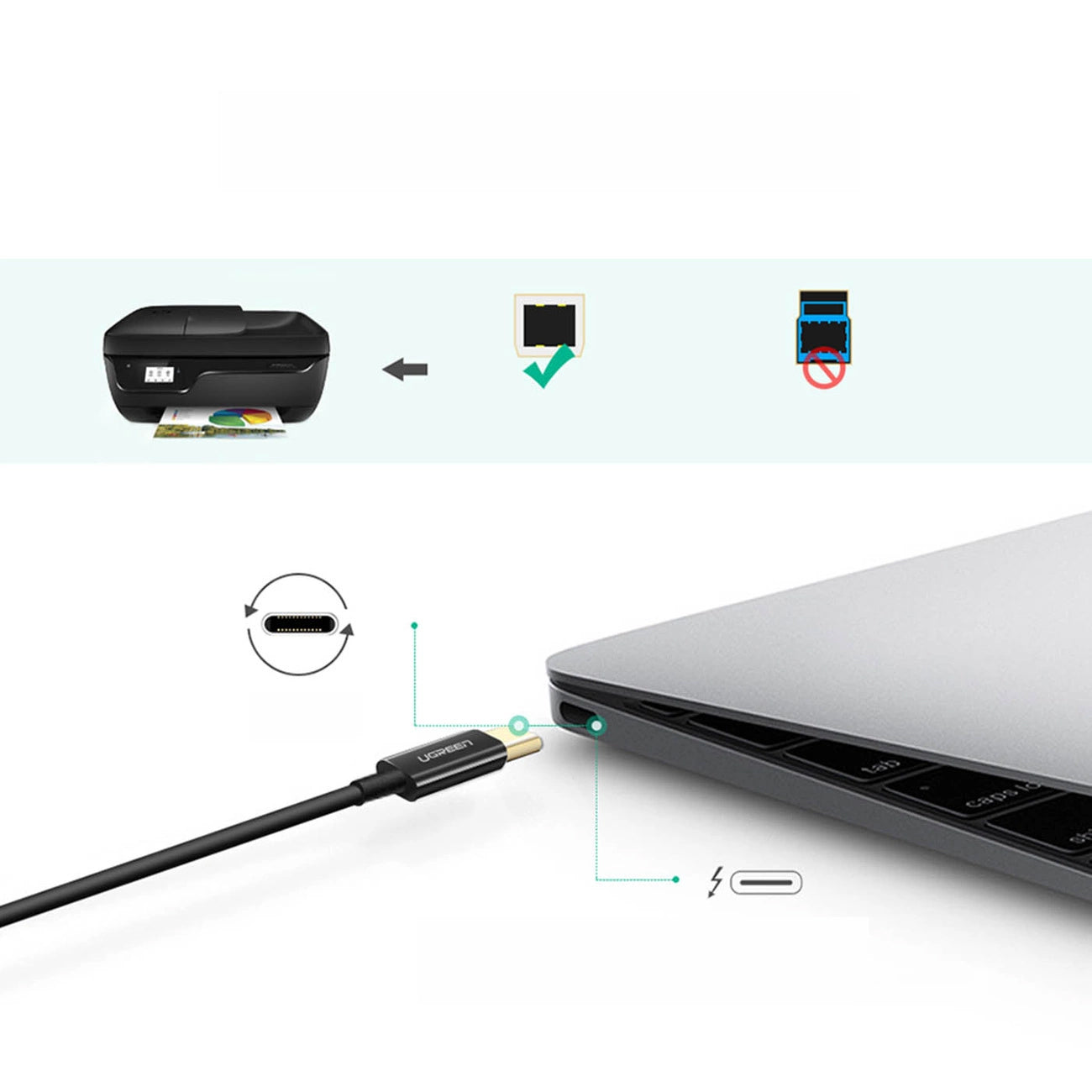 USB-C - USB-B, 2 m, černá
