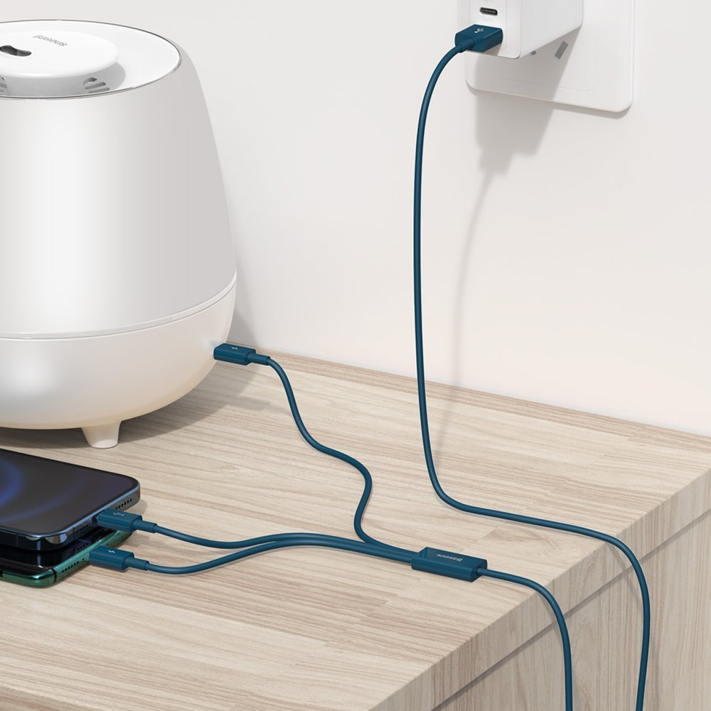 Nabíjecí kabel USB-A - Lightning / microUSB / USB-C Baseus Superior 3in1 Series, 20W, 1.5m, Modrý CAMLTYS-03