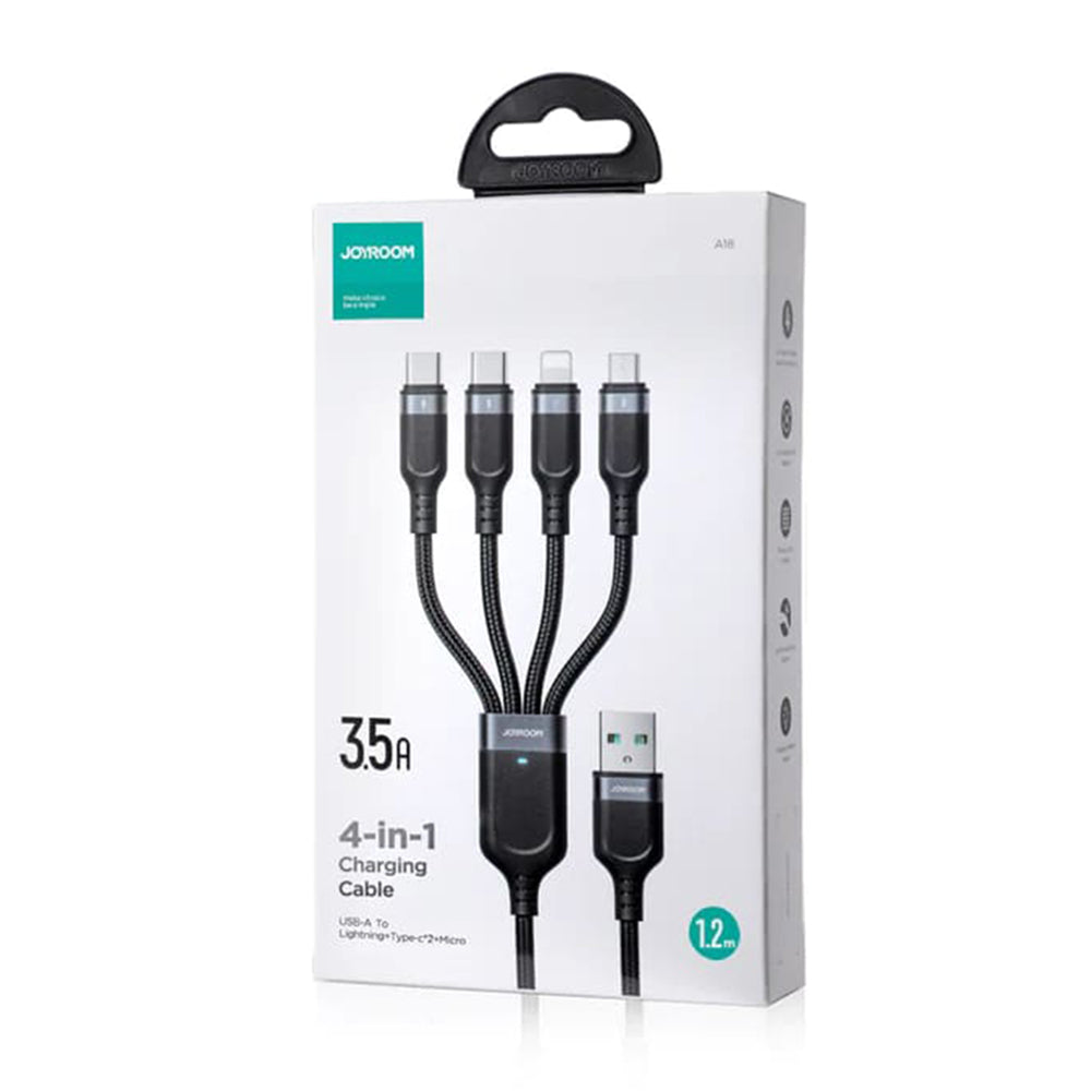 Nabíjecí kabel USB-A - Lightning / microUSB / 2 x USB-C Joyroom S-A18 4v1, 20W, 1.2m, Černý