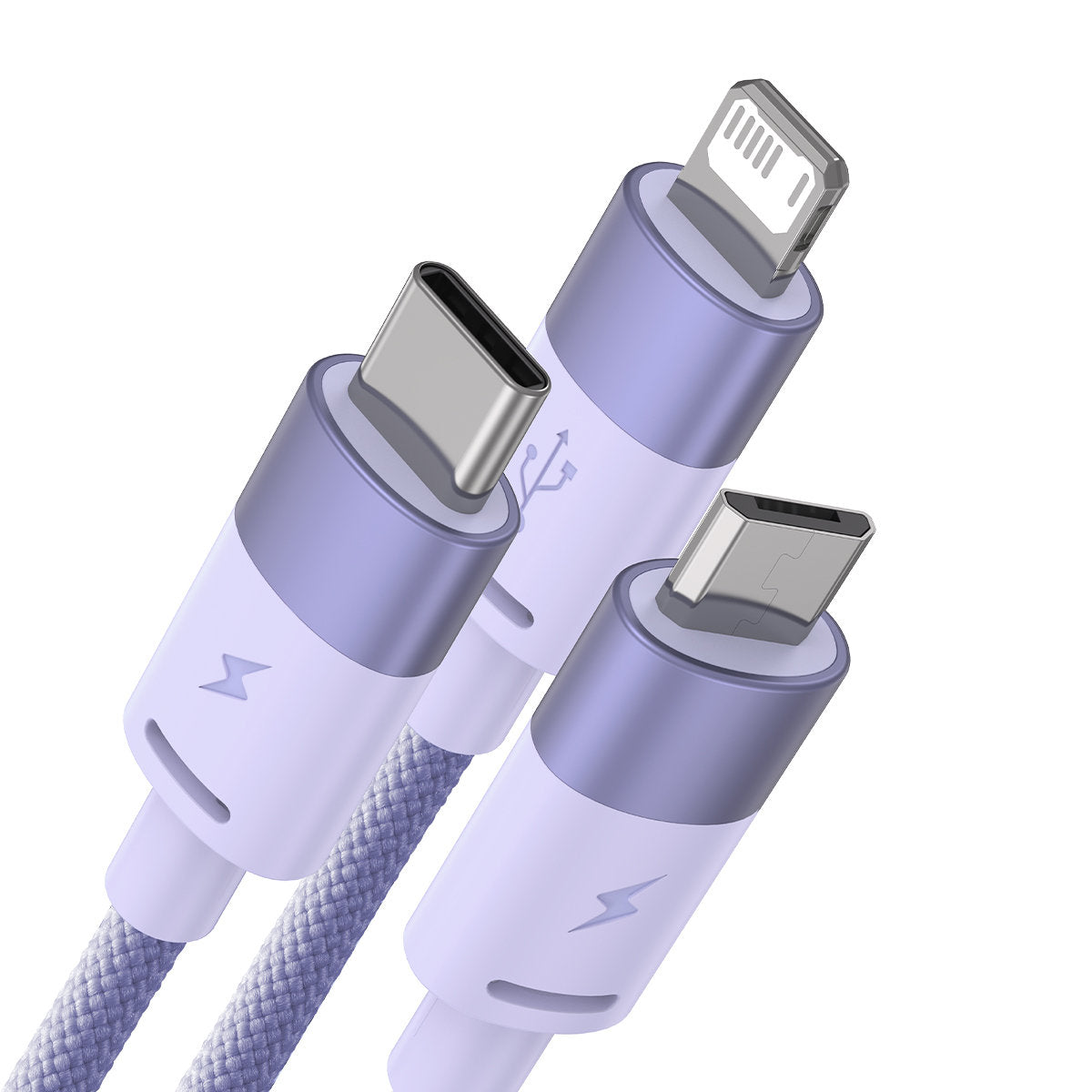 Nabíjecí kabel USB-A - Lightning / microUSB / USB-C Baseus StarSpeed 3v1, 20W, 1.2m, Fialový CAXS000005
