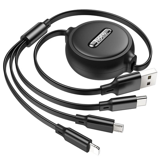 Nabíjecí kabel USB-A - Lightning / microUSB / USB-C HOCO X75 3v1, 18W, 1m, Černý
