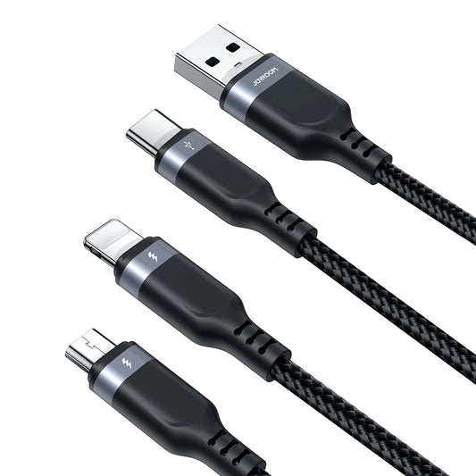 Nabíjecí kabel USB-A - Lightning / microUSB / USB-C Joyroom S-A18 3v1, 20W, 1.2m, Černý