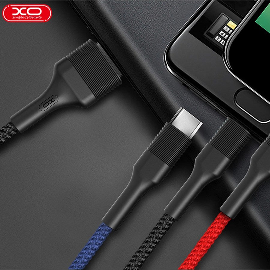 Nabíjecí kabel USB-A - Lightning / microUSB / USB-C XO Design NB54, 18W, 1.2m, Multicolor