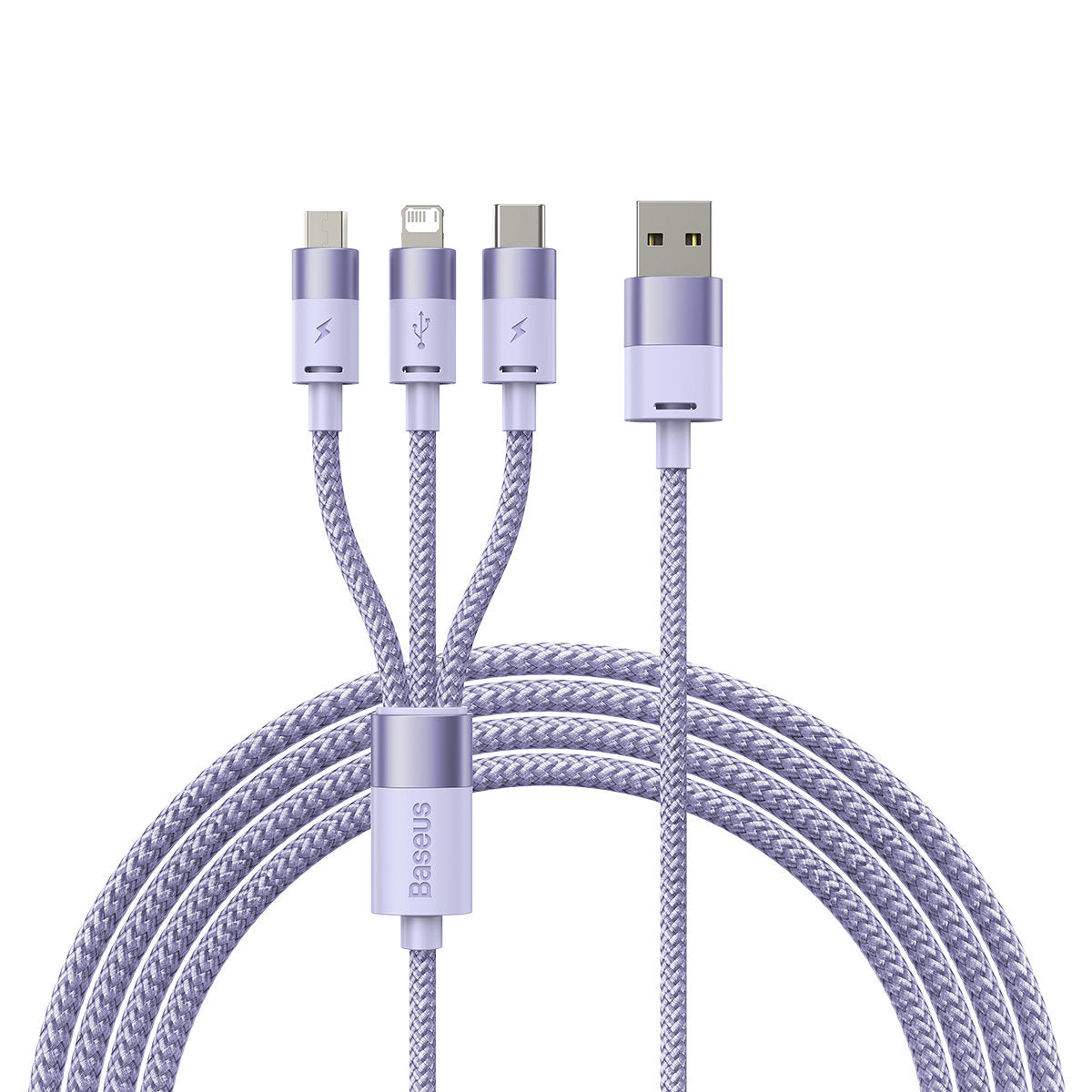 Nabíjecí kabel USB-A - Lightning / microUSB / USB-C Baseus StarSpeed 3v1, 20W, 1.2m, Fialový CAXS000005